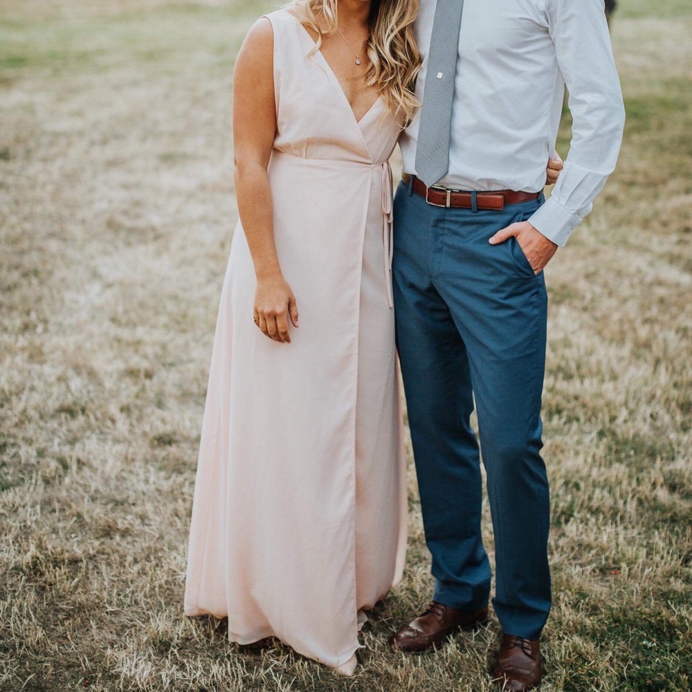 Pink wrap maxi dress